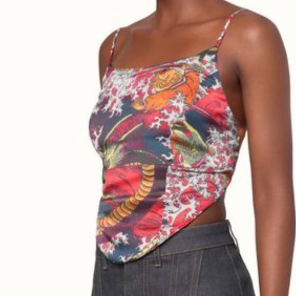 Fenty Beauty Tops - Fenty Luxury Clothing Backless Satin Top in Japanese Inspired Print Size 34